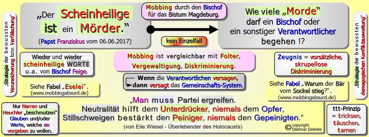 Papst Franziskus 06.06.2017: Der Scheinheilige ist ein Mörder-, Kirche, Mobbing